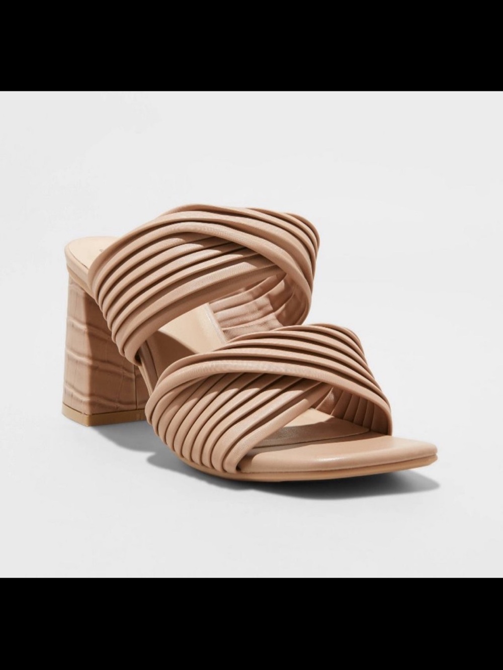a new day Nude Braided Two-Band Block Heel Mules